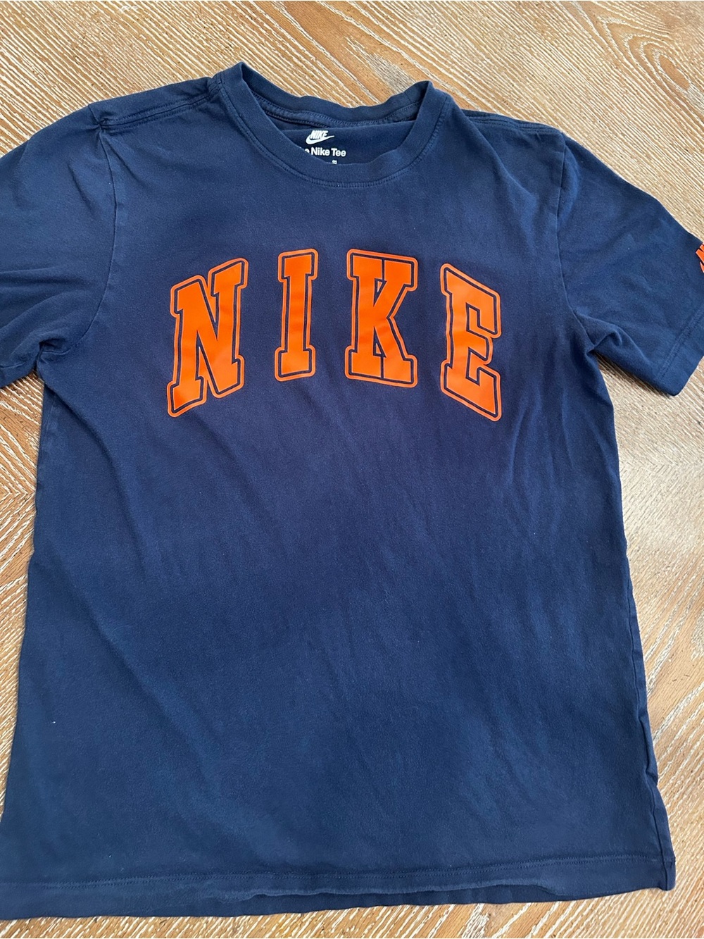 Nike Navy T-Shirt with Orange NIKE Logo